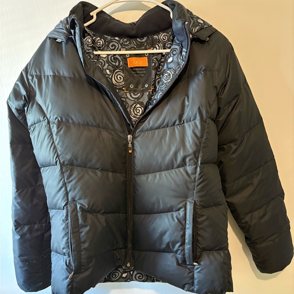 Lucy Black Puffer Jacket with Swirl Lining